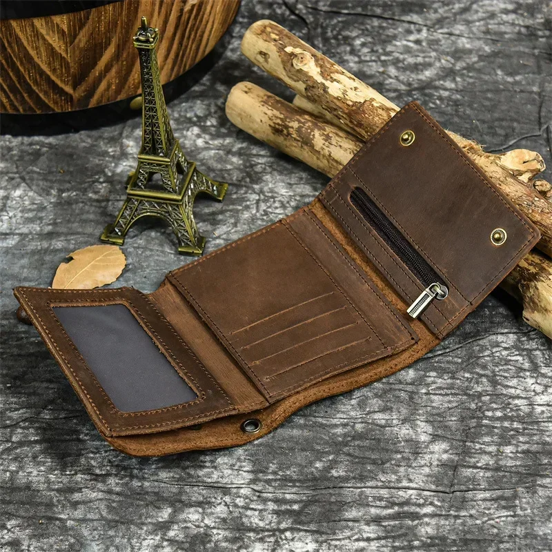 Men Genuine Leather Short Wallet with Chain Zipper Clutch Wallets Male Short Trifold Purse Card Holder Change Coin Purse
Men Genuine Leather Short Wallet with Chain Zipper Clutch Wallets Male Short Trifold Purse Card Holder Change Coin Purse