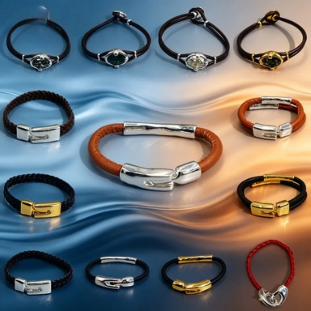 Exquisite leather rope bracelet with niche design, available in multiple styles, suitable for daily commuting wear
Exquisite leather rope bracelet with niche design, available in multiple styles, suitable for daily commuting wear