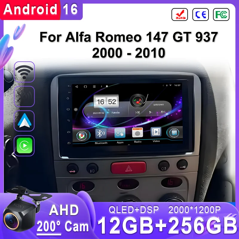 Android 16 Multimedia For Alfa Romeo 147 GT 937 2000 - 2010 Car Plug and Play High-performance CPU GPS Navigation Dash Cam wifi
Android 16 Multimedia For Alfa Romeo 147 GT 937 2000 - 2010 Car Plug and Play High-performance CPU GPS Navigation Dash Cam wifi