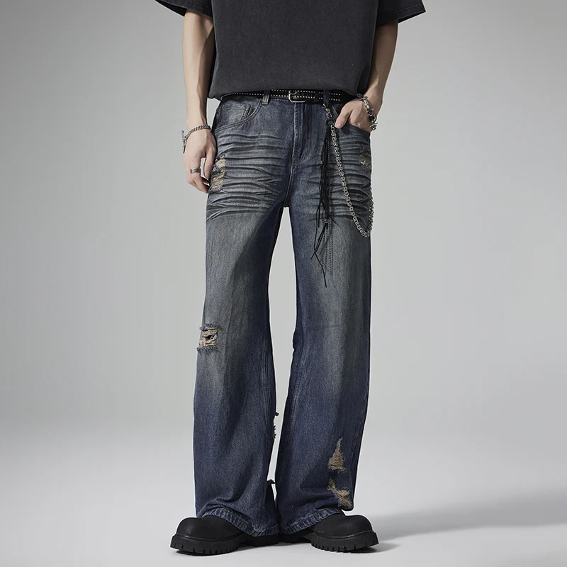 Модные мужские джинсы из чистого хлопка, свободного кроя, повседневные, с широкими штанинами, весенне-летние, универсальные, длинные брюки в американском стиле с прорезями
Модные мужские джинсы из чистого хлопка, свободного кроя, повседневные, с широкими штанинами, весенне-летние, универсальные, длинные брюки в американском стиле с прорезями