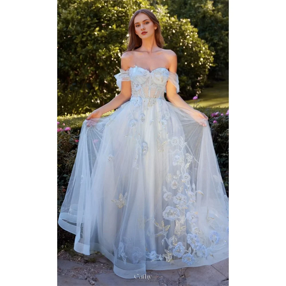 Cathy Customized Blue Off Shoulder Floral Embroidery Prom Dress Sequin Sleeveless vestidos de noiva A-Line Draped Formal Evening
Cathy Customized Blue Off Shoulder Floral Embroidery Prom Dress Sequin Sleeveless vestidos de noiva A-Line Draped Formal Evening