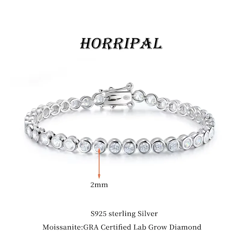 HORRIPAL 2mm D VVS1 Round Moissanite Tennis Bracelet For Women Man With GRA s925 Silver Plated 18k White Gold Fine Jewelry Gift
HORRIPAL 2mm D VVS1 Round Moissanite Tennis Bracelet For Women Man With GRA s925 Silver Plated 18k White Gold Fine Jewelry Gift