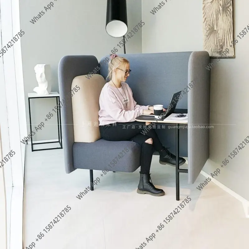 V High Back Single Sofa Workstation With Small Table, Library Reception Area, Semi-enclosed Office Sofa Booth
V High Back Single Sofa Workstation With Small Table, Library Reception Area, Semi-enclosed Office Sofa Booth