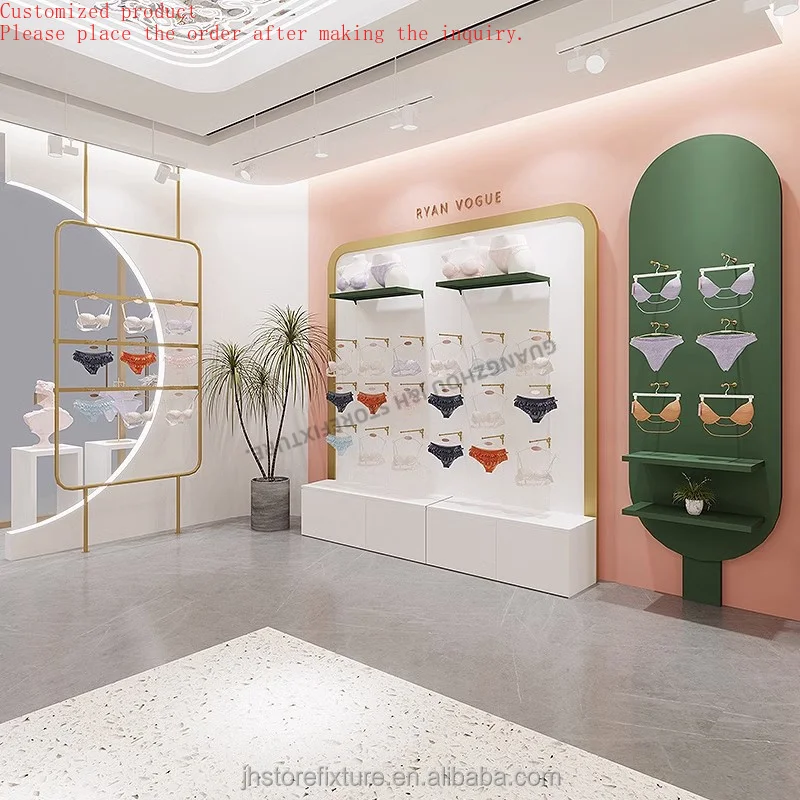 Custom.Space Planning Underwear Display Rack Gold Color Lingerie Store Display Stand Furniture for Custom Store Design
Custom.Space Planning Underwear Display Rack Gold Color Lingerie Store Display Stand Furniture for Custom Store Design
