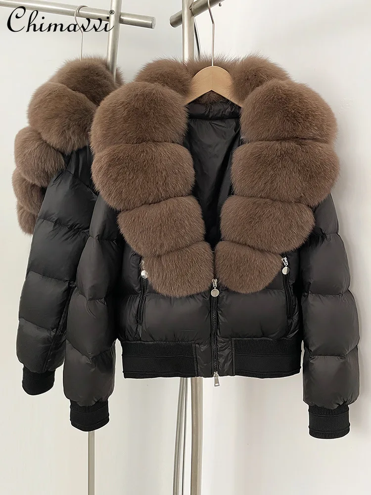 2025 Winter New Elegant Fashion Big Fur Collar Short Down Coats Women High-end Casual Versatile Thickened Warm Jackets Female
2025 Winter New Elegant Fashion Big Fur Collar Short Down Coats Women High-end Casual Versatile Thickened Warm Jackets Female