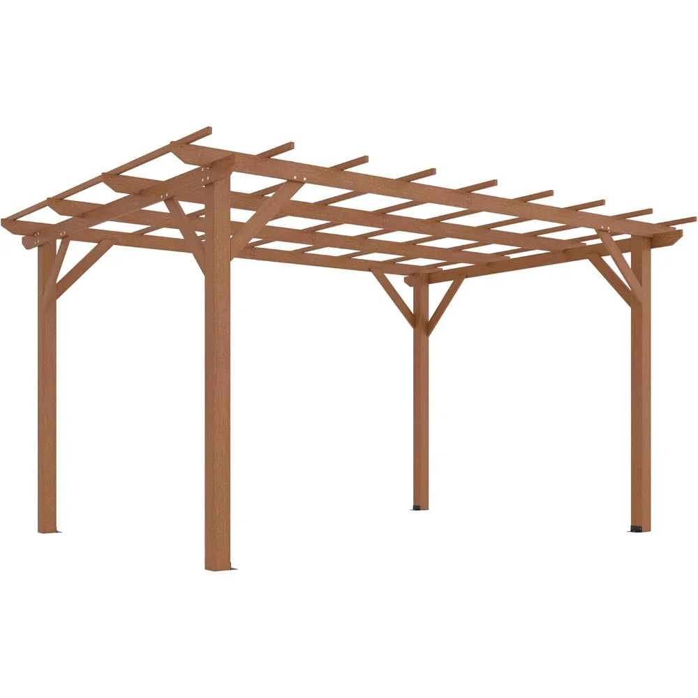 10' x 13' Outdoor Pergola, Wood Gazebo Grape Trellis with Stable Structure and Concrete Anchors for Climbing Plant Support
10' x 13' Outdoor Pergola, Wood Gazebo Grape Trellis with Stable Structure and Concrete Anchors for Climbing Plant Support