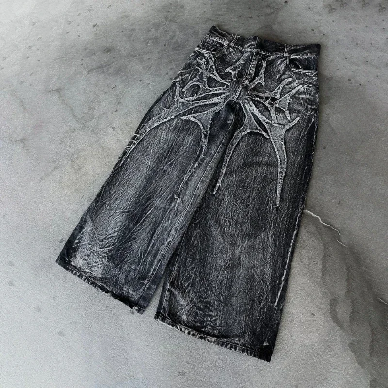 Y2K Baggy jeans Gothic Oversized embroidered spider patchwork wide leg pants American hip hop street style men women floor pants
Y2K Baggy jeans Gothic Oversized embroidered spider patchwork wide leg pants American hip hop street style men women floor pants