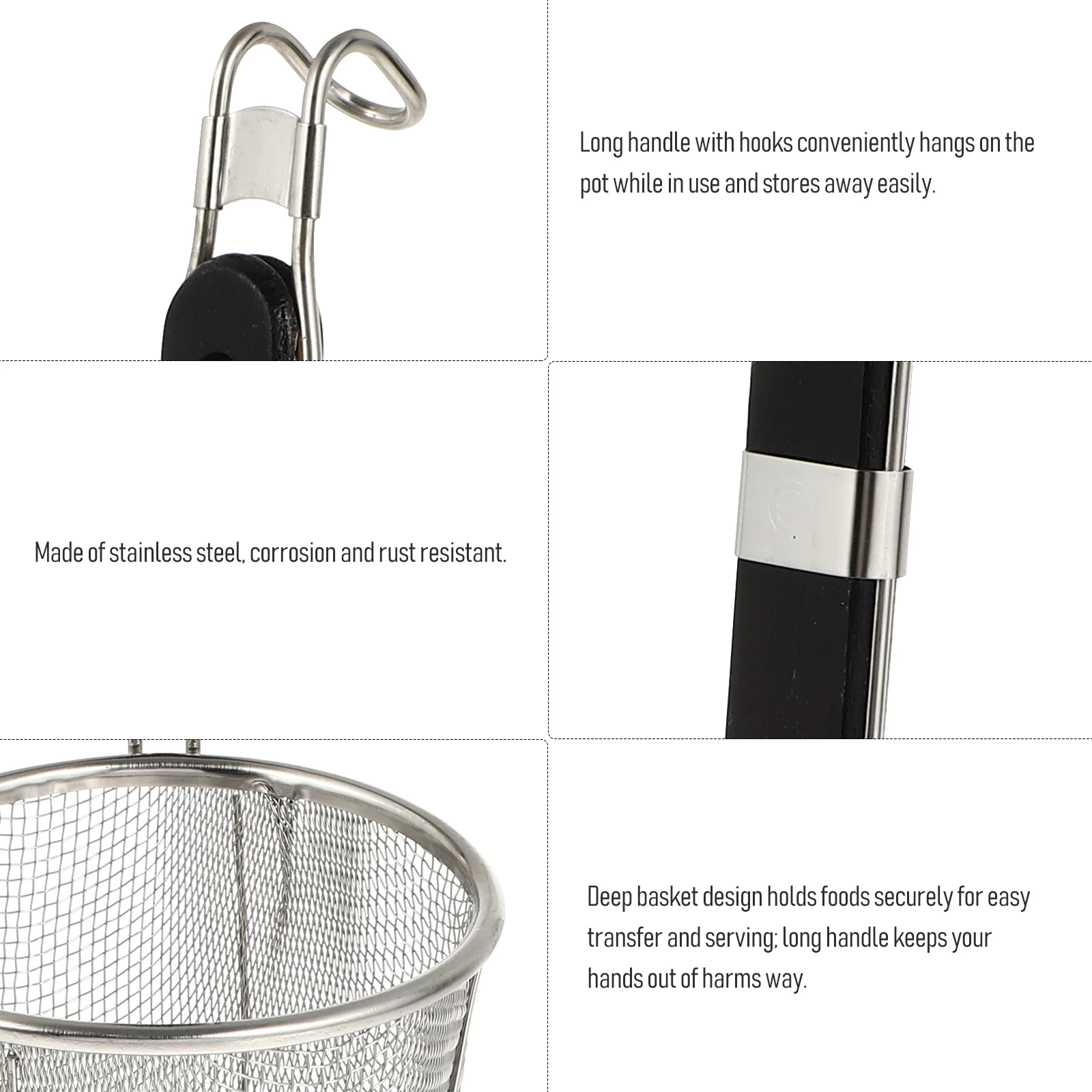 Stainless Steel High Edge Noodle Strainer Scalable Deep Basket Long Handle Corrosion Resistant Lightweight Kitchen Mesh
Stainless Steel High Edge Noodle Strainer Scalable Deep Basket Long Handle Corrosion Resistant Lightweight Kitchen Mesh