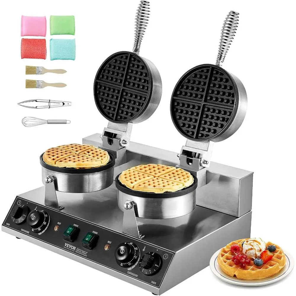 Мощная вафельница с двойными круглыми формами, 2460 Вт, из нержавеющей стали с антипригарным покрытием, с регулировкой температуры и времени, для дома и коммерческого использования
Мощная вафельница с двойными круглыми формами, 2460 Вт, из нержавеющей стали с антипригарным покрытием, с регулировкой температуры и времени, для дома и коммерческого использования