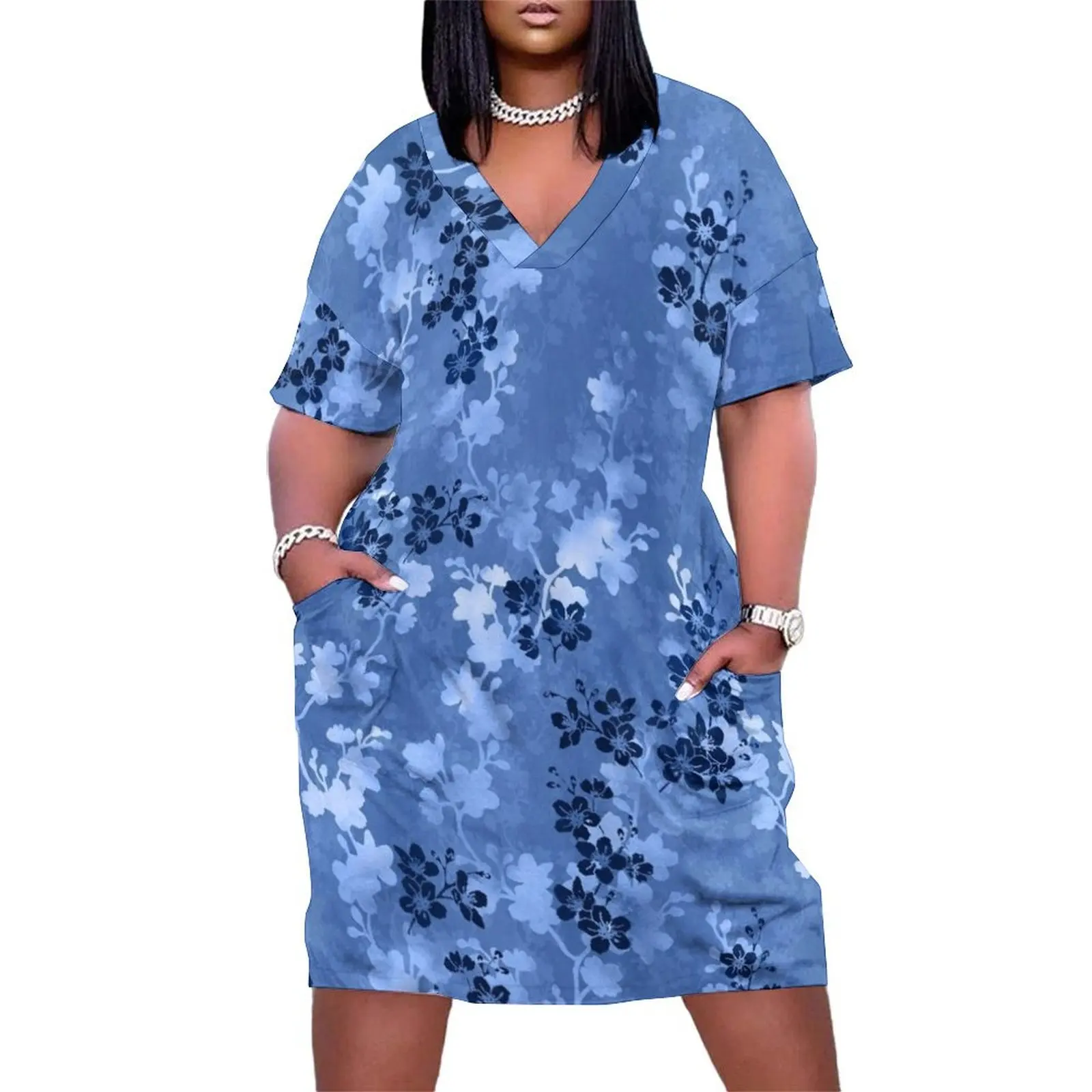 Sakura blossom in blue Loose Pocket Dress Women's summer long dress Party dresses for women
Sakura blossom in blue Loose Pocket Dress Women's summer long dress Party dresses for women