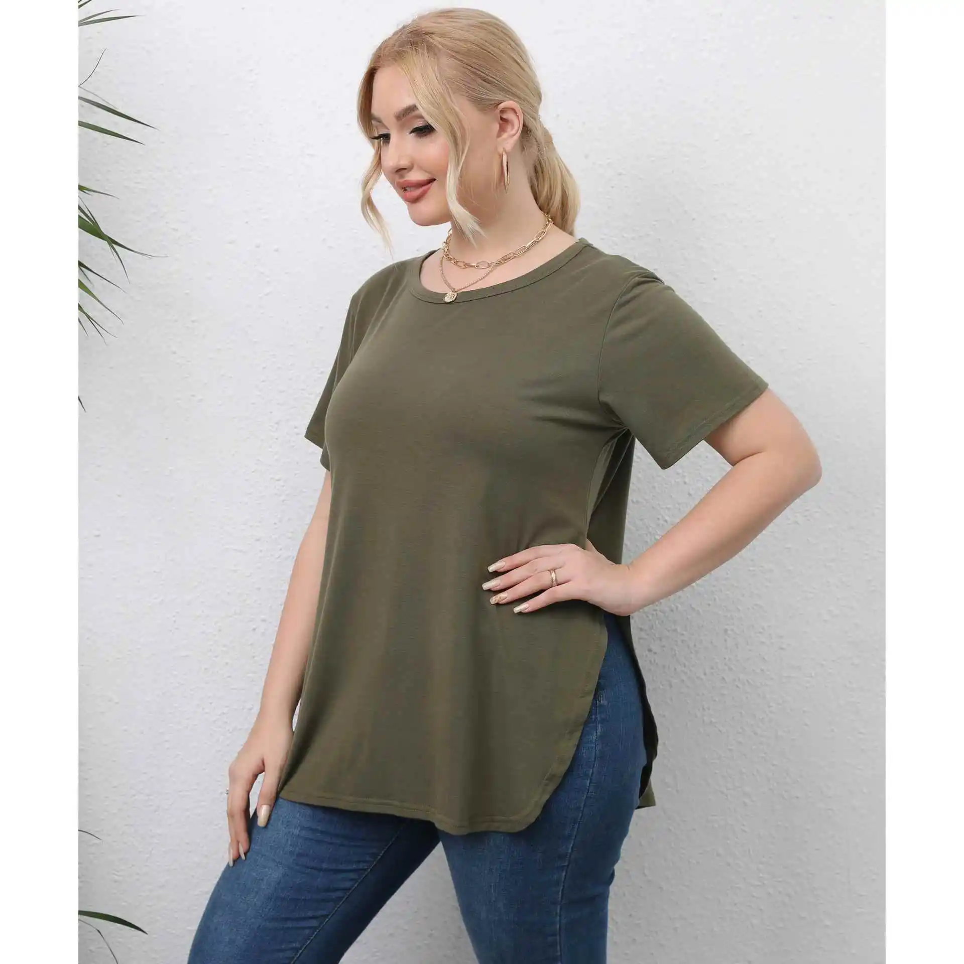 Женская футболка большого размера с разрезом ort Sve, полиэфирное волокно, круглая, с открытой боковой молнией X pe Busin, уличная, простая, слэ
Женская футболка большого размера с разрезом ort Sve, полиэфирное волокно, круглая, с открытой боковой молнией X pe Busin, уличная, простая, слэ