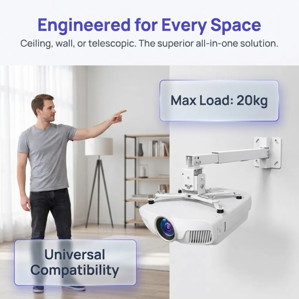 Retractable Projector Mount with Extendable Arms Adjustable Projector Bracket Hanger Universal 43-65CM Projector Stand Home Use
Retractable Projector Mount with Extendable Arms Adjustable Projector Bracket Hanger Universal 43-65CM Projector Stand Home Use