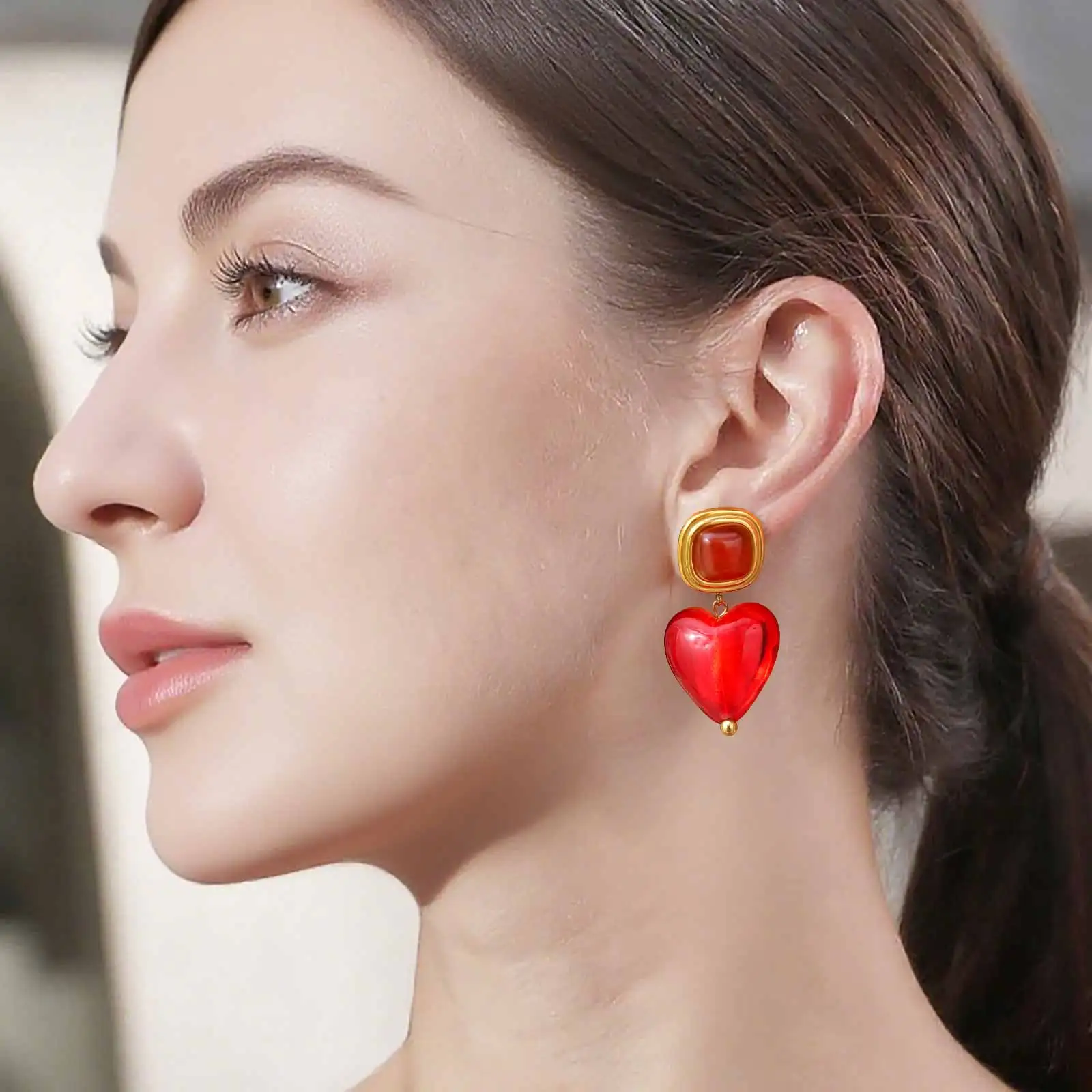 Chunky Heart-shaped Glazed Earrings for Women,Stainless Steel Blue/Red Heart Pendant Earrings,Trendy Jewelry Gift
Chunky Heart-shaped Glazed Earrings for Women,Stainless Steel Blue/Red Heart Pendant Earrings,Trendy Jewelry Gift