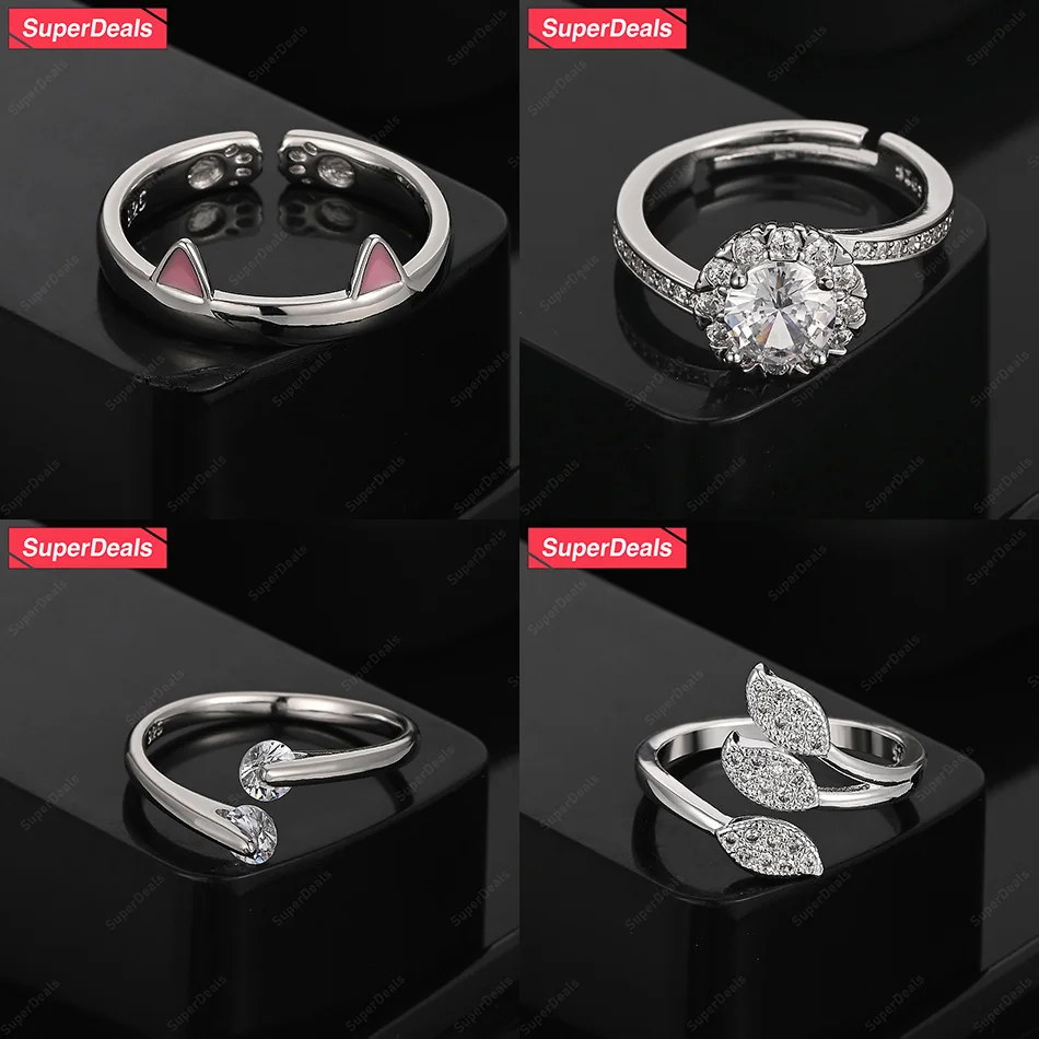 SuperDeals 925 Sterling Silver Leaf Cat's Paw AAA Zircon Round Open Ring For Women Cute Classic Jewelry Charm Engagement Party
SuperDeals 925 Sterling Silver Leaf Cat's Paw AAA Zircon Round Open Ring For Women Cute Classic Jewelry Charm Engagement Party