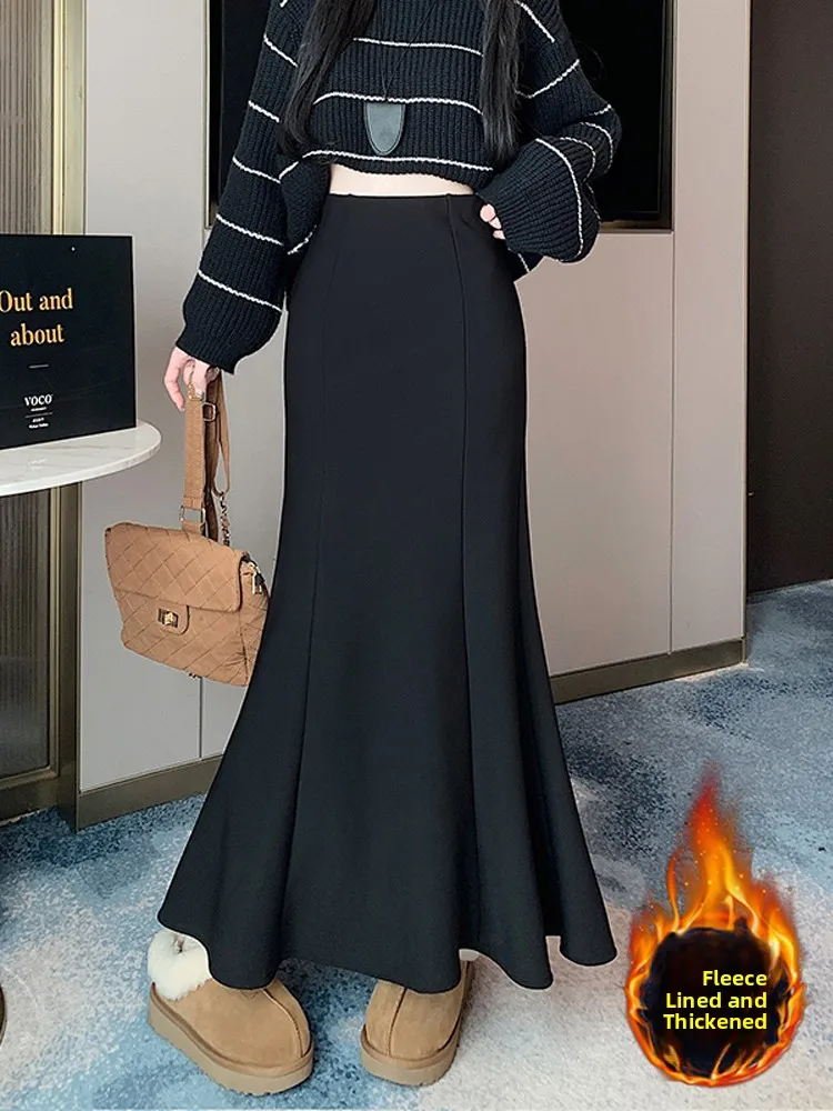Black Fleece Lined Thickened Autumn Winter High Waist A-Line Skirt Women's Long Floor Length Draped Fish Tail Suit Style Skirt
Black Fleece Lined Thickened Autumn Winter High Waist A-Line Skirt Women's Long Floor Length Draped Fish Tail Suit Style Skirt