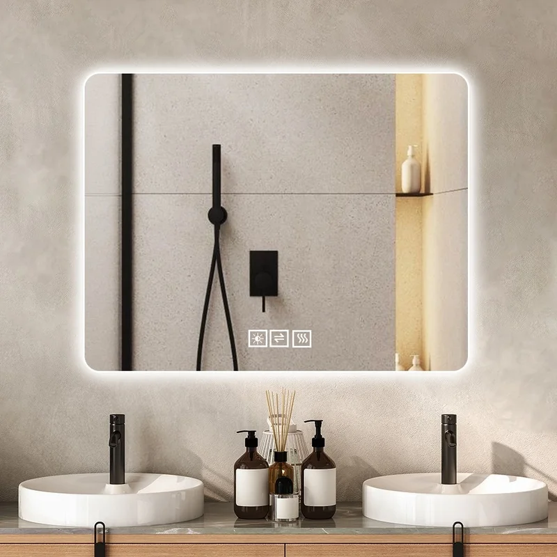 28x36 Inch LED Backlit Vanity Mirror, Anti-Fog, Dimmable, Wall-Mounted, 3 Color Options, Horizontal/Vertical Mount
28x36 Inch LED Backlit Vanity Mirror, Anti-Fog, Dimmable, Wall-Mounted, 3 Color Options, Horizontal/Vertical Mount