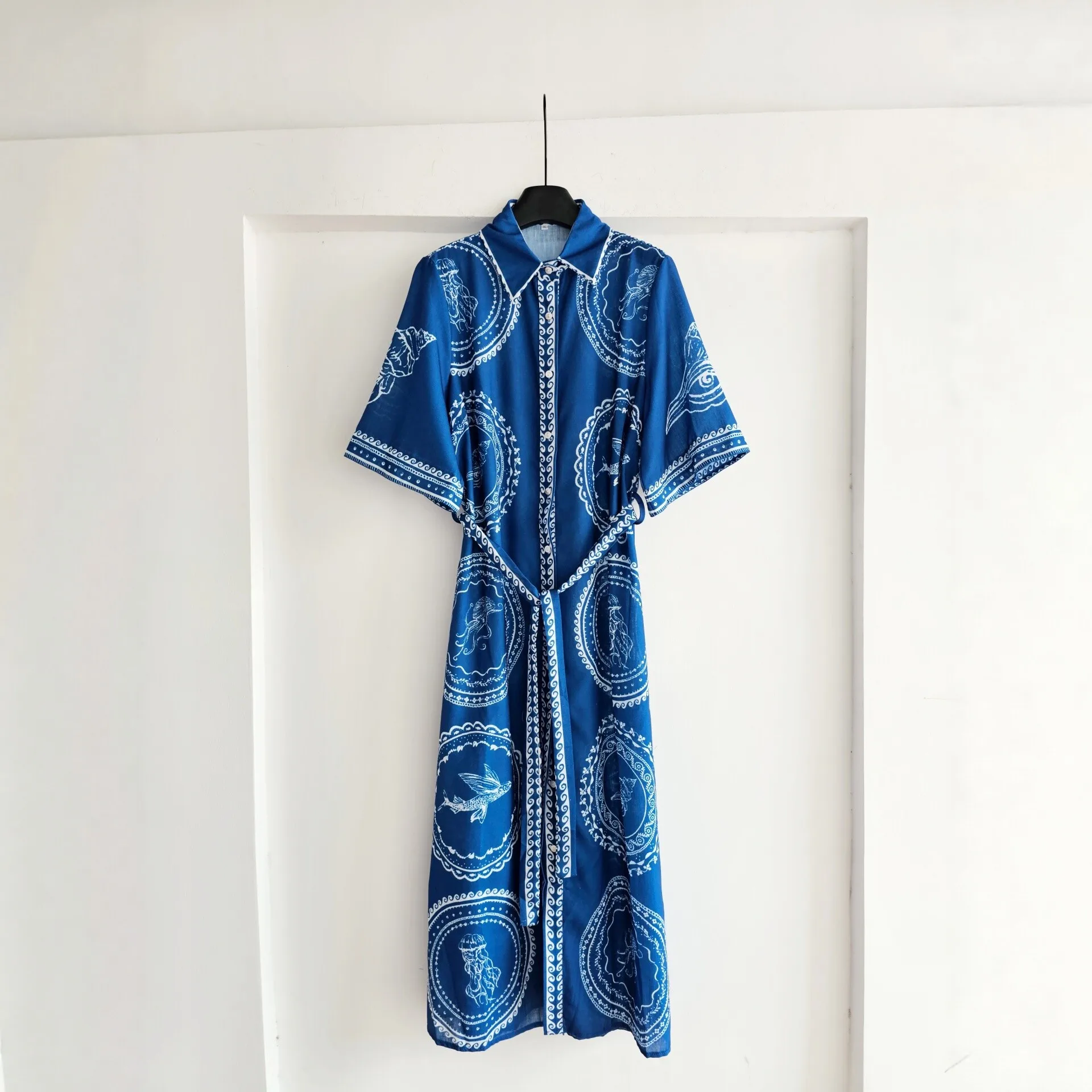 2026 Summer Holiday Style Half Sleeve Blue Dress for Women Linen Clothing Oversized Casual Designer Printed French Style Dresses
2026 Summer Holiday Style Half Sleeve Blue Dress for Women Linen Clothing Oversized Casual Designer Printed French Style Dresses
