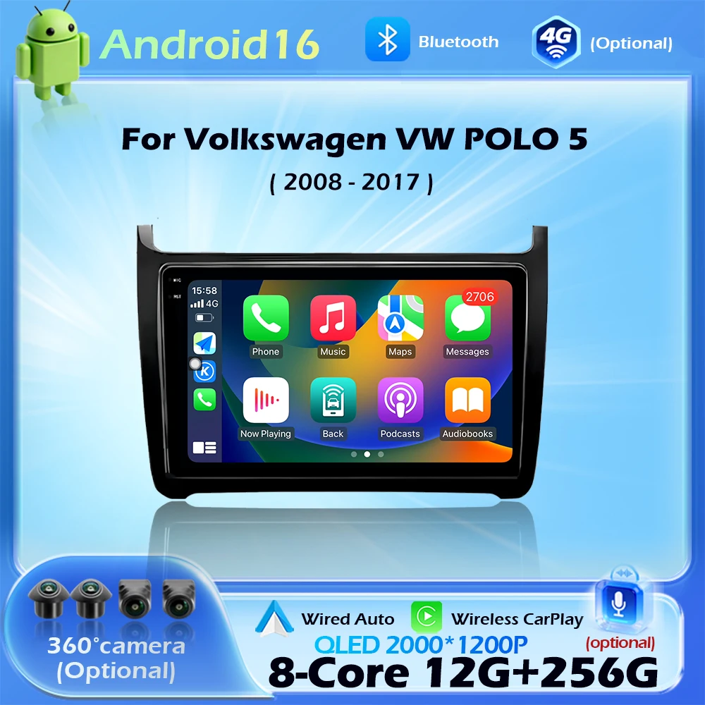 Android 16 For Volkswagen VW POLO 5 2008-2017 Wireless CarPlay Car Radio Multimedia Player Navigation GPS DSP Stereo 4G WIFI BT
Android 16 For Volkswagen VW POLO 5 2008-2017 Wireless CarPlay Car Radio Multimedia Player Navigation GPS DSP Stereo 4G WIFI BT