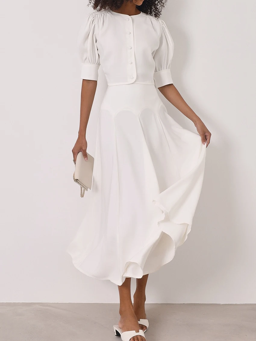 Marthaiqiqi Fashion Women Nightgowns Set Half Sleeve Pajamas Crop Top Sleepwear O-Neck Nightwear Long Skirts Female Nightie Suit
Marthaiqiqi Fashion Women Nightgowns Set Half Sleeve Pajamas Crop Top Sleepwear O-Neck Nightwear Long Skirts Female Nightie Suit