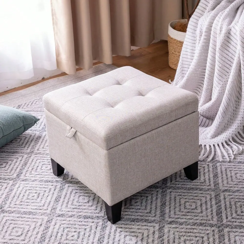 Inch High Cube Ottoman Storage, Linen Chair Foot Stools, Upholstered Vanity Stool With Hinged Lid, Solid Wood Legs
Inch High Cube Ottoman Storage, Linen Chair Foot Stools, Upholstered Vanity Stool With Hinged Lid, Solid Wood Legs