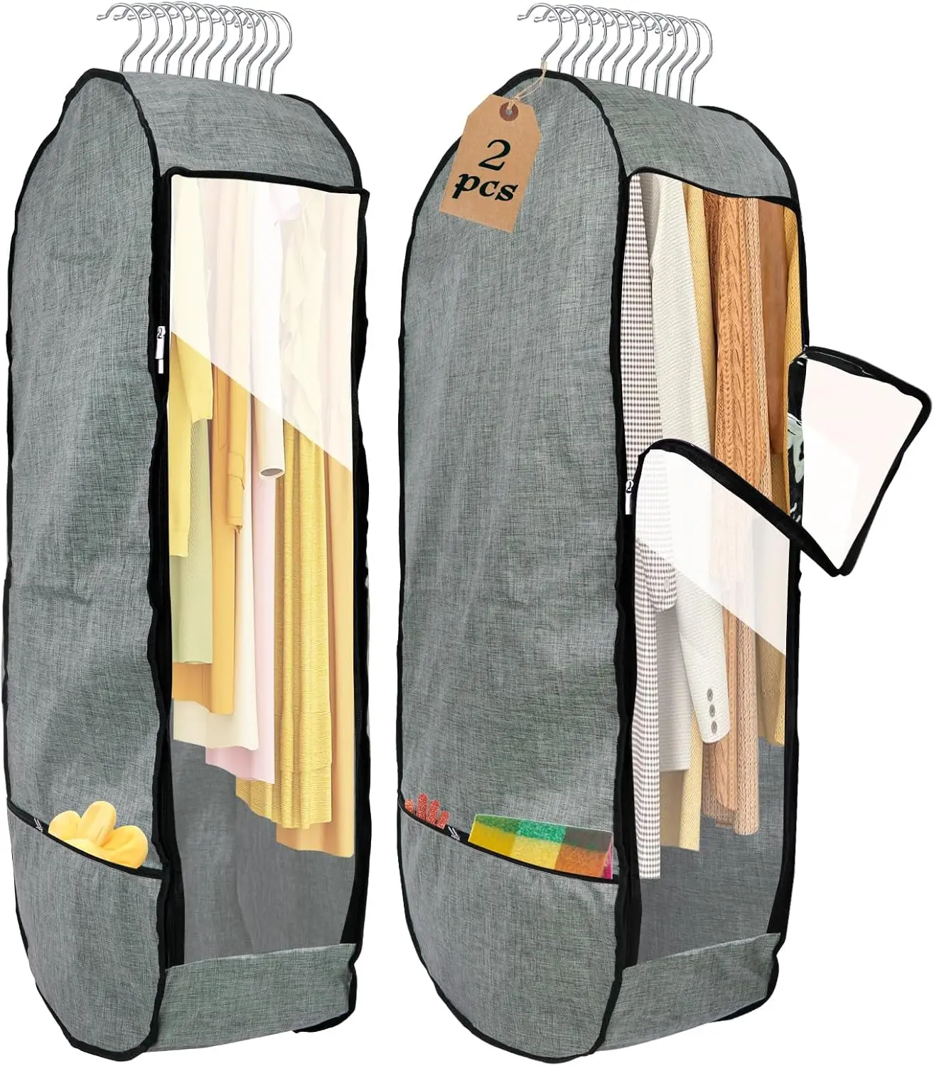 50" Large Breathable Garment Bags for Hanging Clothes, 10" Gusseted, Clear Storage Cover with Double Zipper, Grey - 2 Pack
50" Large Breathable Garment Bags for Hanging Clothes, 10" Gusseted, Clear Storage Cover with Double Zipper, Grey - 2 Pack