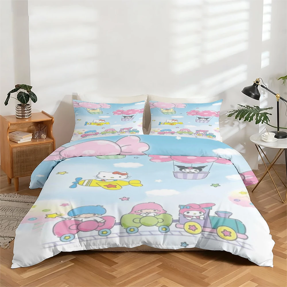 3-Piece High-Definition Digital Print Bedding Set Featuring Hello Kitty and Other Cartoon Characters, Large Pattern Duvet Cover Set, Includes 1 Duvet Cover + 2 Pillowcases, Suitable for Bedroom, Guest Room, Home Decoration, Polyester Fiber Duvet Cover + P
3-Piece High-Definition Digital Print Bedding Set Featuring Hello Kitty and Other Cartoon Characters, Large Pattern Duvet Cover Set, Includes 1 Duvet Cover + 2 Pillowcases, Suitable for Bedroom, Guest Room, Home Decoration, Polyester Fiber Duvet Cover + P