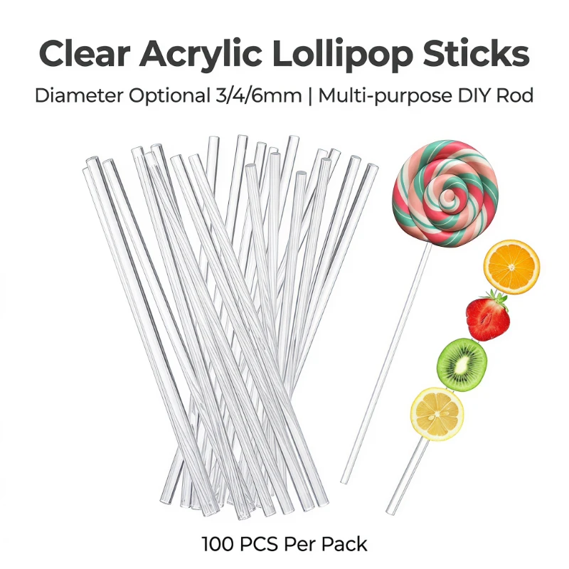 High Transparent Solid Acrylic Rods, 3/4/6mm Clear PMMA Craft Sticks 100PCS for DIY Lollipop, Chocolate Display, Clay Model, Bea
High Transparent Solid Acrylic Rods, 3/4/6mm Clear PMMA Craft Sticks 100PCS for DIY Lollipop, Chocolate Display, Clay Model, Bea