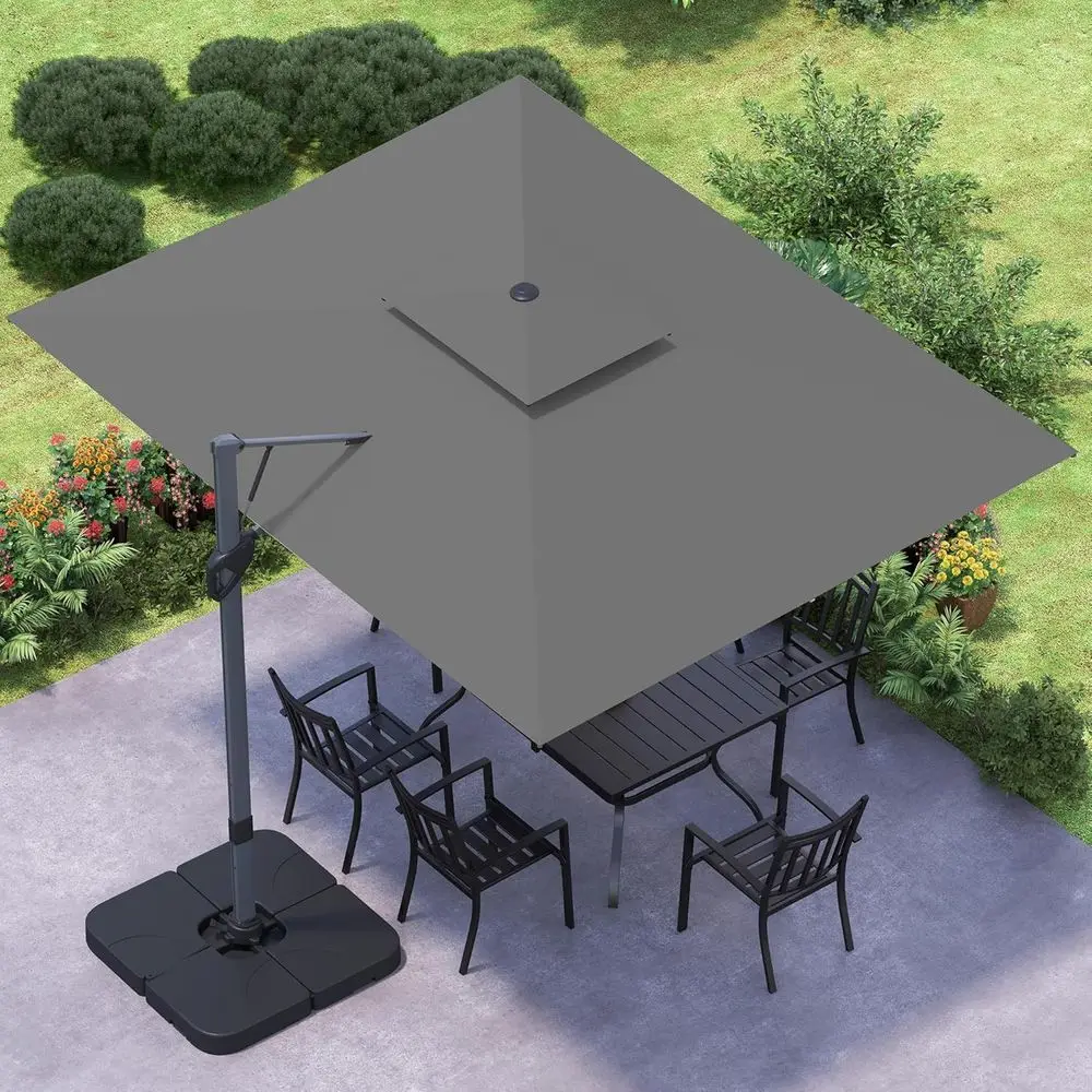 12ft 9in Cantilever Patio Umbrella with Base, 360° Rotating Outdoor Hanging Poolside Shade - Grey
12ft 9in Cantilever Patio Umbrella with Base, 360° Rotating Outdoor Hanging Poolside Shade - Grey