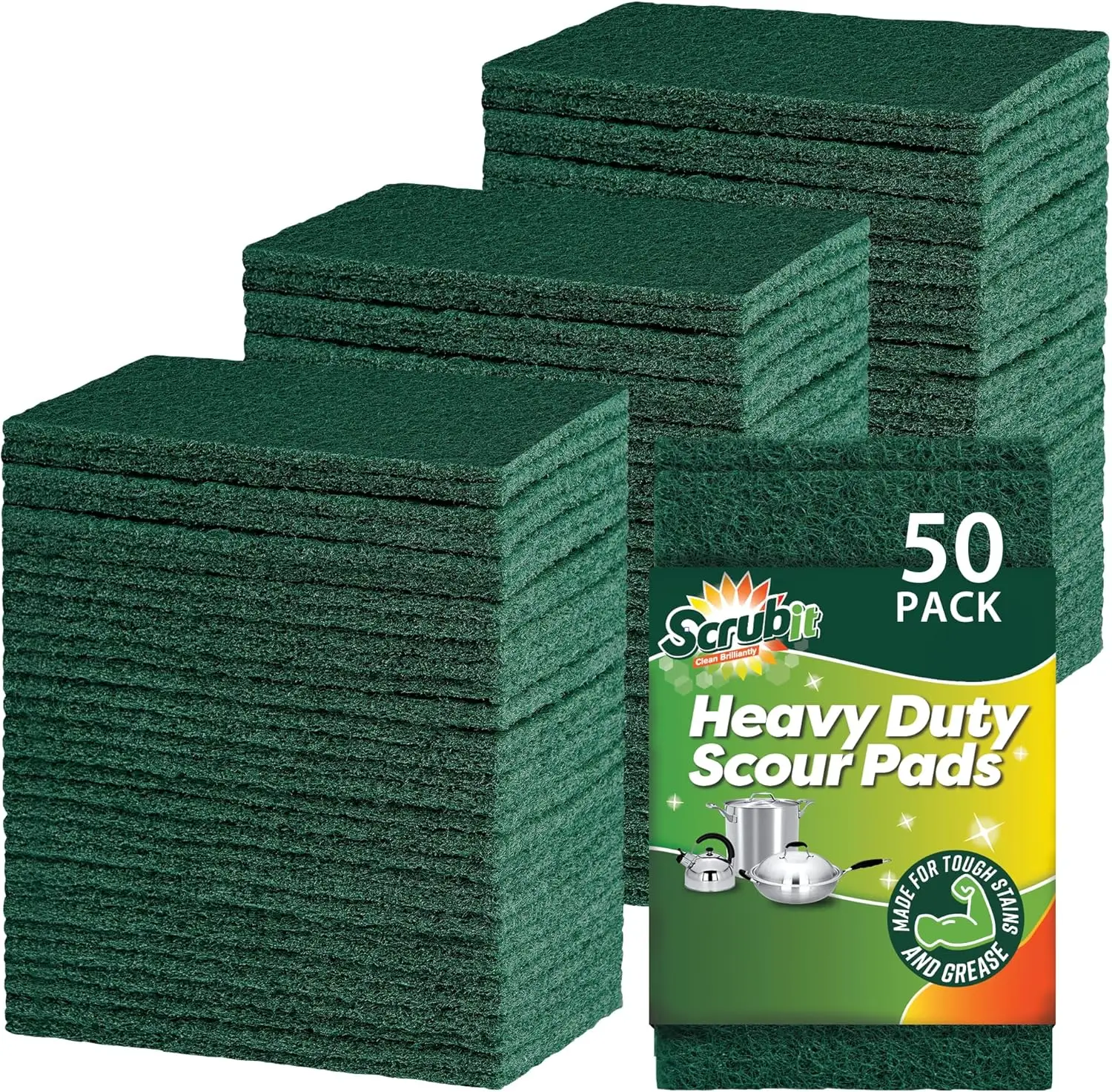 Heavy Duty Scouring Pads - Non-Scratch, Reusable Cleaning Pads for Dishes - 50 Pack
Heavy Duty Scouring Pads - Non-Scratch, Reusable Cleaning Pads for Dishes - 50 Pack