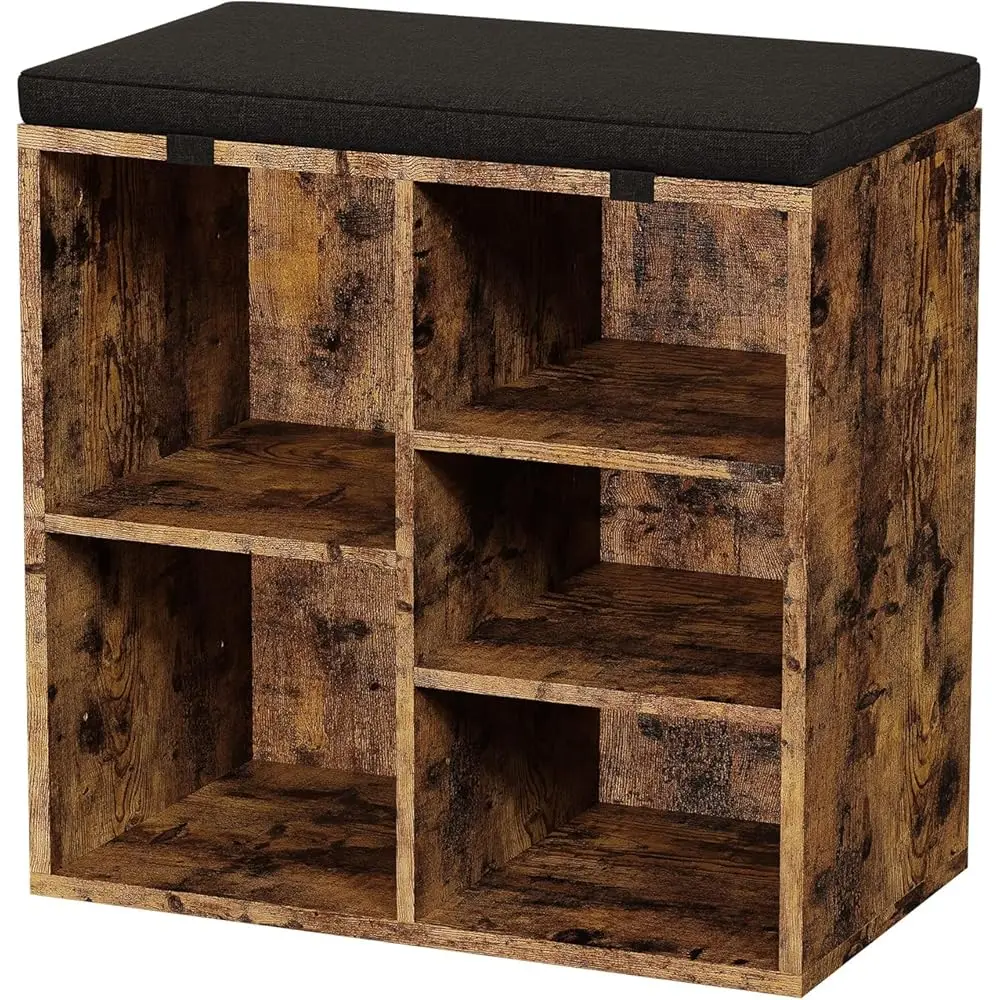 Shoe Storage Bench With Cushion For Entryway, 20"" Storage Ra Bench With Padded Seat, Cubby Seat Shoe Cabinet With 3-Tier 
Shoe Storage Bench With Cushion For Entryway, 20"" Storage Ra Bench With Padded Seat, Cubby Seat Shoe Cabinet With 3-Tier