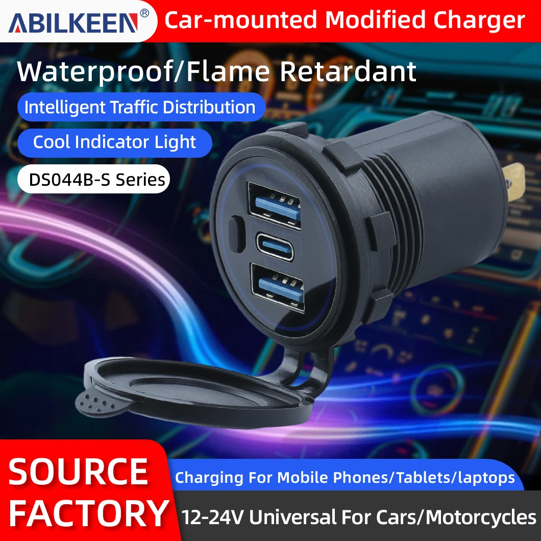 Dual USB+Type-C Port Car Modified Charger Fast Charger with Waterproof Flip Cover and Swiitch 12-24V Universal for Vehicles
Dual USB+Type-C Port Car Modified Charger Fast Charger with Waterproof Flip Cover and Swiitch 12-24V Universal for Vehicles