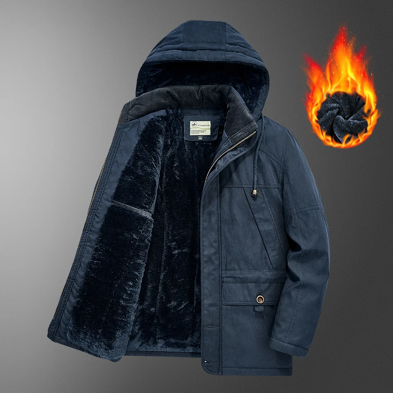 Outdoor Mens Fleece Thick Warm Mid-length Coats Hooded Cotton Padded Windbreaker Parkas Casual Jacket Tactics Military Jackets
Outdoor Mens Fleece Thick Warm Mid-length Coats Hooded Cotton Padded Windbreaker Parkas Casual Jacket Tactics Military Jackets