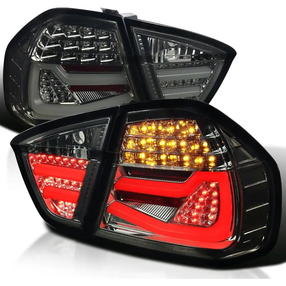 Smoke LED Tube Tail Lights Compatible with 2005-2008 BMW E90 3-Series 4-Door Sedan, Left + Right Pair Assembly
Smoke LED Tube Tail Lights Compatible with 2005-2008 BMW E90 3-Series 4-Door Sedan, Left + Right Pair Assembly