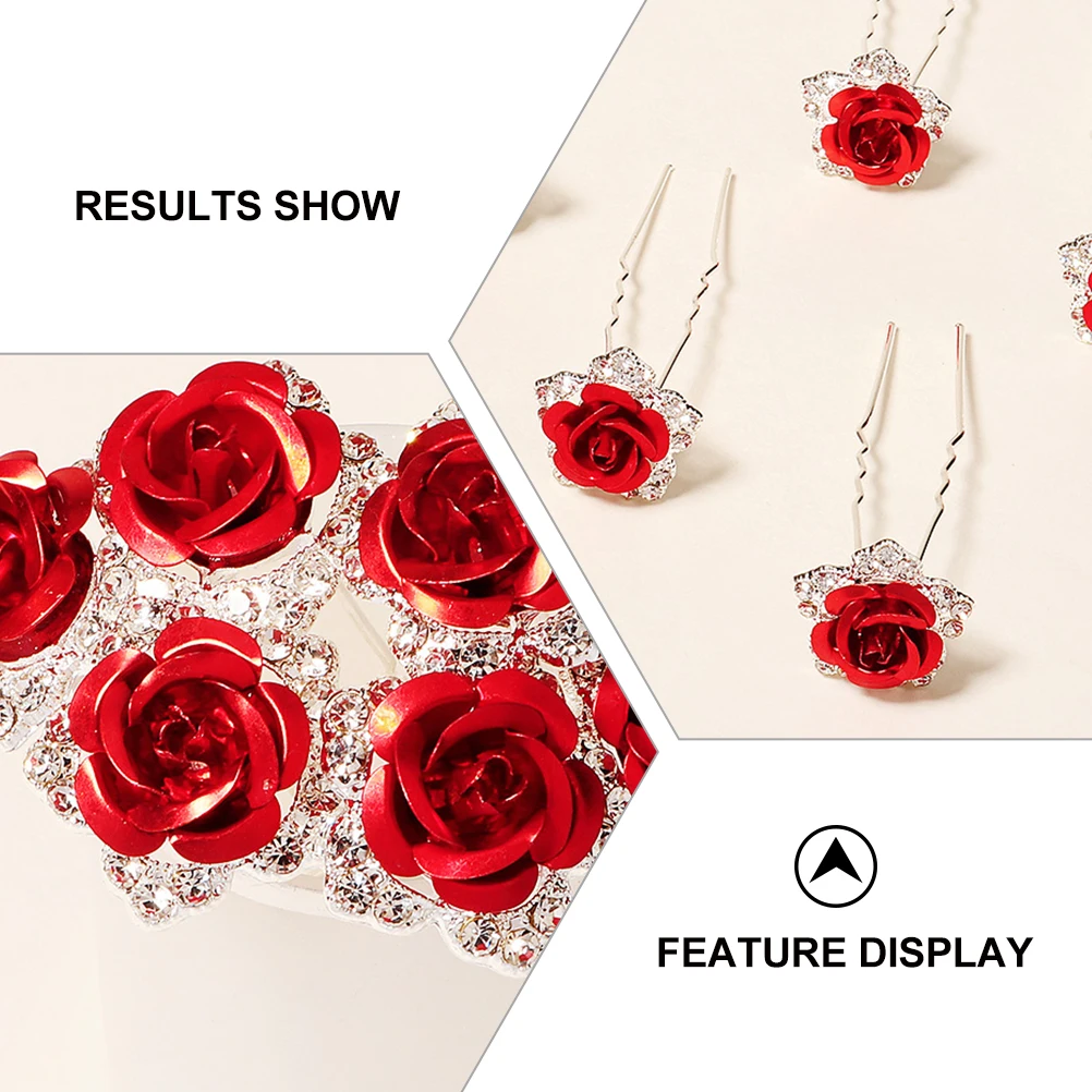 Rose Hairpin Bridal Hair Accessories U-shaped Rhinestone Barrette Wedding Party Flower Headdress Long-lasting Luster Fine 
Rose Hairpin Bridal Hair Accessories U-shaped Rhinestone Barrette Wedding Party Flower Headdress Long-lasting Luster Fine