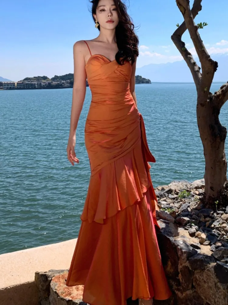 Sexy Spaghetti Strap Womens Dresses Elegant Ruffles Evening Birthday Party Dress Wedding Prom Vestidos Long Robe Female Clothing
Sexy Spaghetti Strap Womens Dresses Elegant Ruffles Evening Birthday Party Dress Wedding Prom Vestidos Long Robe Female Clothing