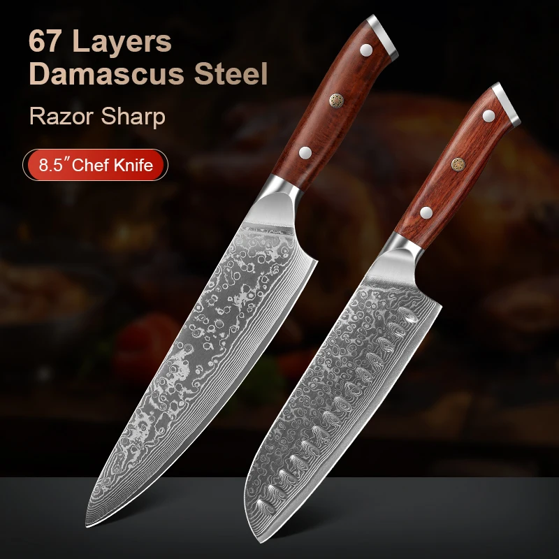2 шт. японские кухонные ножи, 67 слоев дамасской стали, резак для приготовления овощей и мяса, высокоуглеродистая прочная ручка из палисандра
2 шт. японские кухонные ножи, 67 слоев дамасской стали, резак для приготовления овощей и мяса, высокоуглеродистая прочная ручка из палисандра