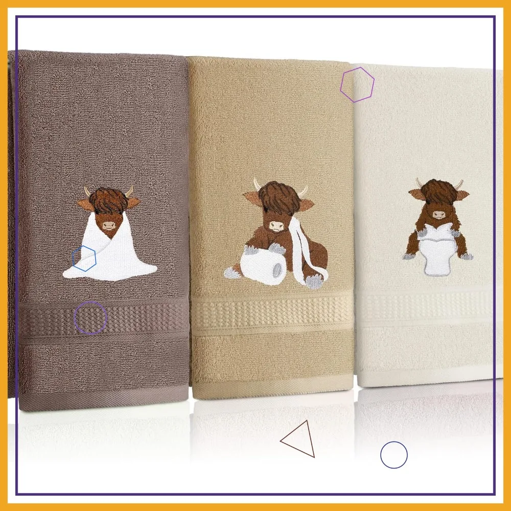 3 Pcs Highland Cow Hand Towels Embroidered Farmhouse Bathroom Kitchen Decor, 100% Cotton 13.3x29.5''
3 Pcs Highland Cow Hand Towels Embroidered Farmhouse Bathroom Kitchen Decor, 100% Cotton 13.3x29.5''