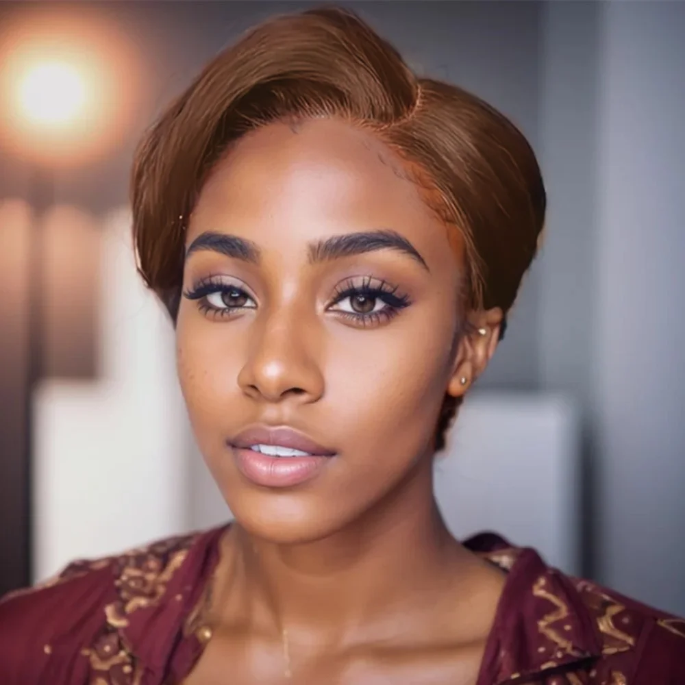 Women'S Chic Retro short straight Pixie Cut human hair Wig13x4 frontal lace 6Inch 150% Density Basic Style for Daily
Women'S Chic Retro short straight Pixie Cut human hair Wig13x4 frontal lace 6Inch 150% Density Basic Style for Daily