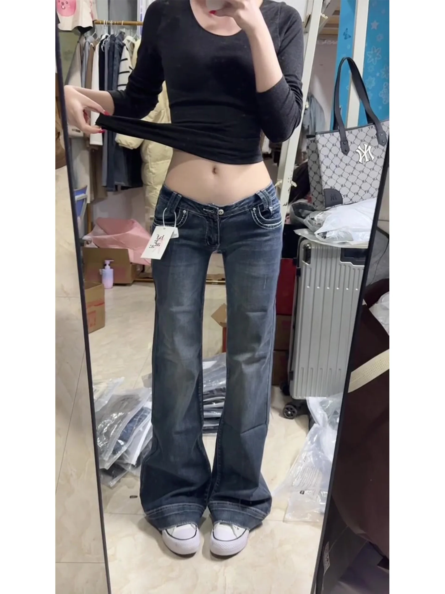 Deep Blue Vintage High Street Skinny Jeans Women's Summer New Slimming Washed Floor-Length Pants Low Waist Zipper Closure
Deep Blue Vintage High Street Skinny Jeans Women's Summer New Slimming Washed Floor-Length Pants Low Waist Zipper Closure