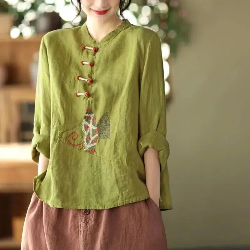 Vintage Ethnic Style Patchwork Loose Cotton Linen Shirt for Women Spring Autumn Simple Sleeve Ladies Blouses Tops Clothes A123
Vintage Ethnic Style Patchwork Loose Cotton Linen Shirt for Women Spring Autumn Simple Sleeve Ladies Blouses Tops Clothes A123