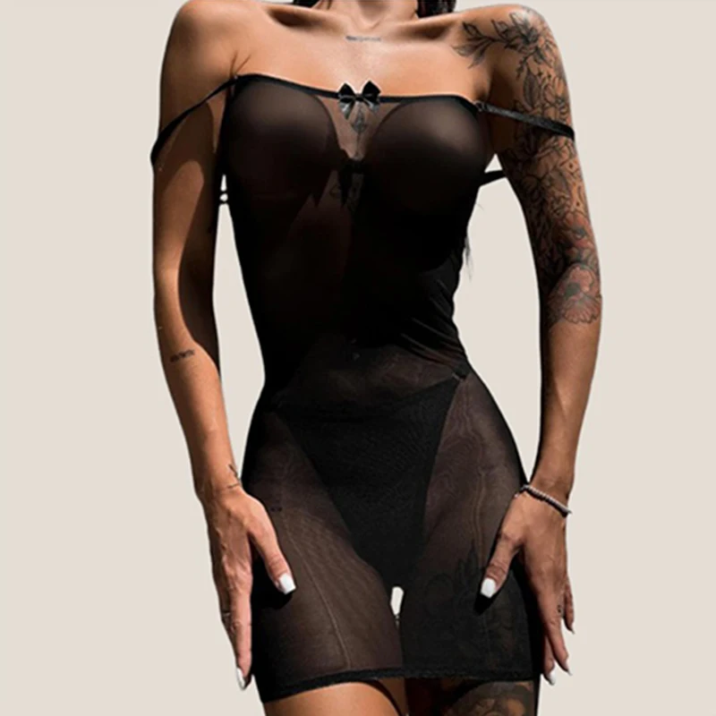 Ellolace Solid Women's Casual Dresses Transparent Dress Thong 2PC Tempted Back Tie-up Erotic Women's Underwear Sexy Girls' Kit
Ellolace Solid Women's Casual Dresses Transparent Dress Thong 2PC Tempted Back Tie-up Erotic Women's Underwear Sexy Girls' Kit
