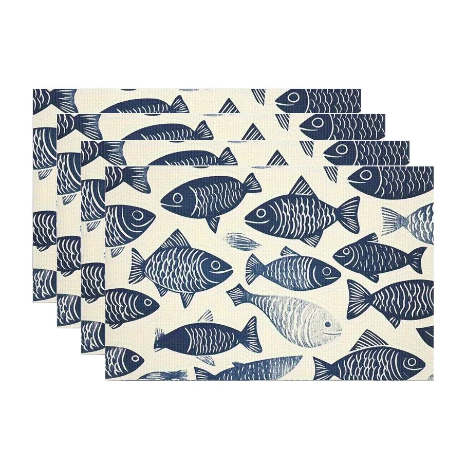6pcs Blue and White Linocut of a Fish Pattern Printed Placemats Decorations for Home Party Kitchen Dining Decor 12x18 Inch
6pcs Blue and White Linocut of a Fish Pattern Printed Placemats Decorations for Home Party Kitchen Dining Decor 12x18 Inch