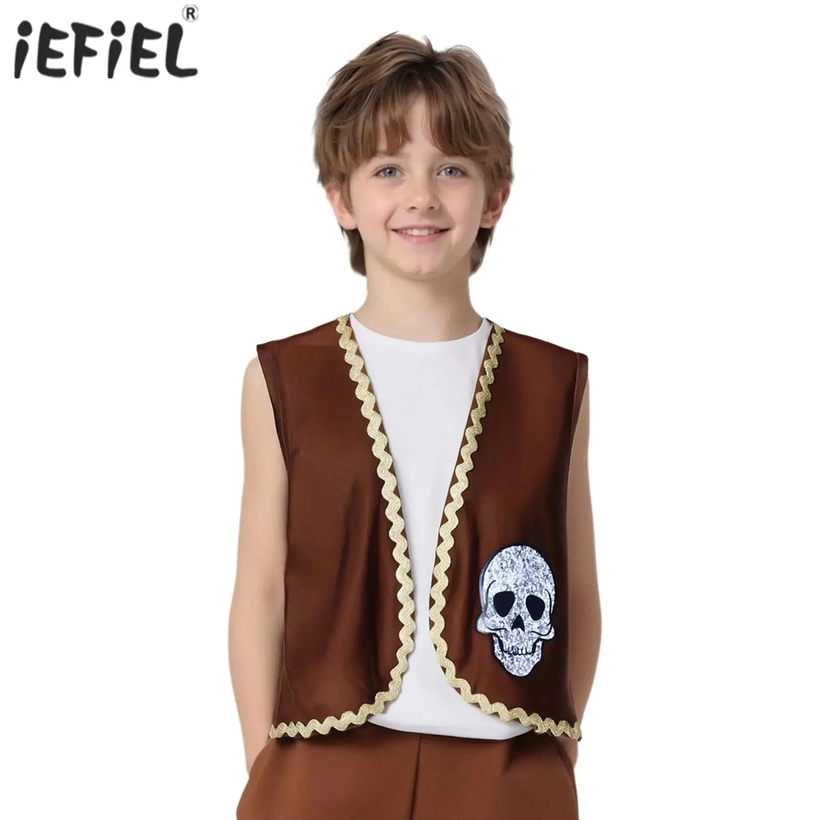 Kids Boys Girls Pirate Costume Halloween Cosplay Waistcoat Open-Front Vest Skull Bones Print Pirate Vest for Halloween Role Play
Kids Boys Girls Pirate Costume Halloween Cosplay Waistcoat Open-Front Vest Skull Bones Print Pirate Vest for Halloween Role Play