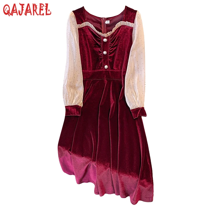 2024 New Red Velvet Patchwork Midi Dress Women Luxury Chic Ruffled Square Collar Dress Autumn Winter Black Korean Vintage Dress
2024 New Red Velvet Patchwork Midi Dress Women Luxury Chic Ruffled Square Collar Dress Autumn Winter Black Korean Vintage Dress