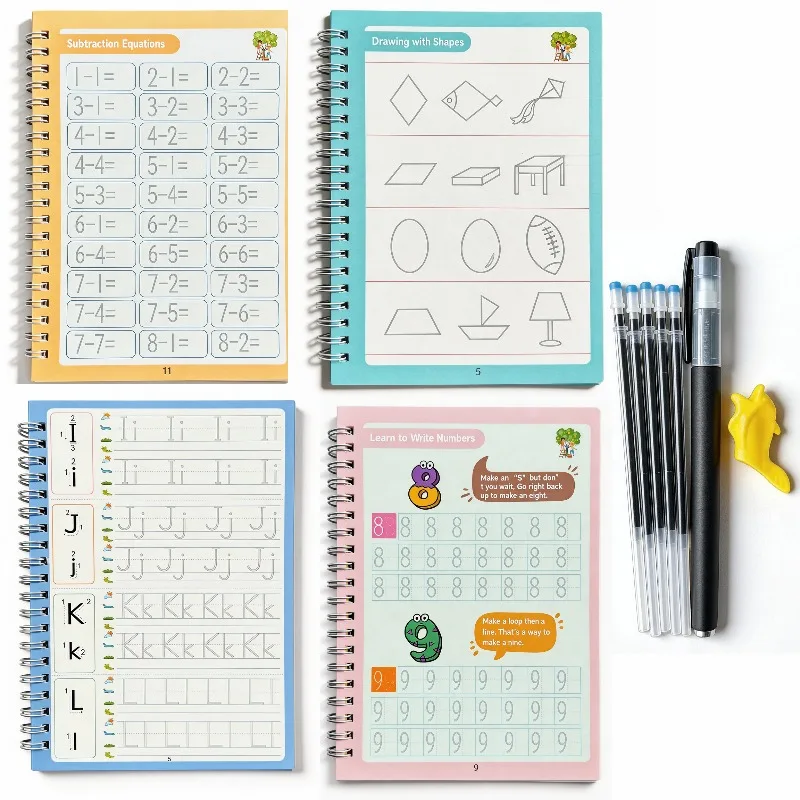 4 English Calligraphy Practice Sets, Writing Groove Book, Alphanumeric Practice Book, Letter Writing Activity Practice Book
4 English Calligraphy Practice Sets, Writing Groove Book, Alphanumeric Practice Book, Letter Writing Activity Practice Book