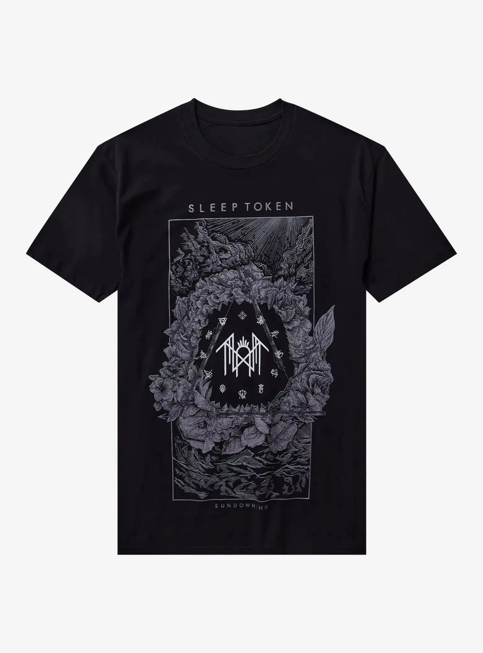 Sleep Token Sunset Runes and Flowers Summer Fashion Casual Crewneck Comfortable Cool Men's and Women's Printed Graphic T-shirts
Sleep Token Sunset Runes and Flowers Summer Fashion Casual Crewneck Comfortable Cool Men's and Women's Printed Graphic T-shirts