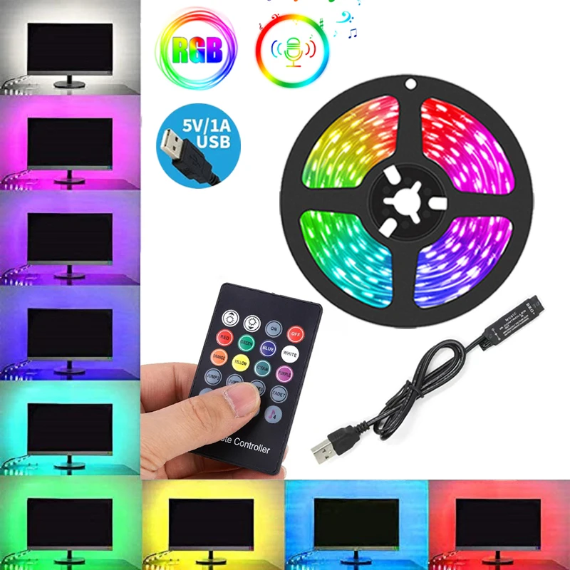USB Music Sync RGB Led Strip Lights For TV Backlight Dimmable RGB Led Tape Smart Remote Control 5V RGB Led Ribbon Strip
USB Music Sync RGB Led Strip Lights For TV Backlight Dimmable RGB Led Tape Smart Remote Control 5V RGB Led Ribbon Strip