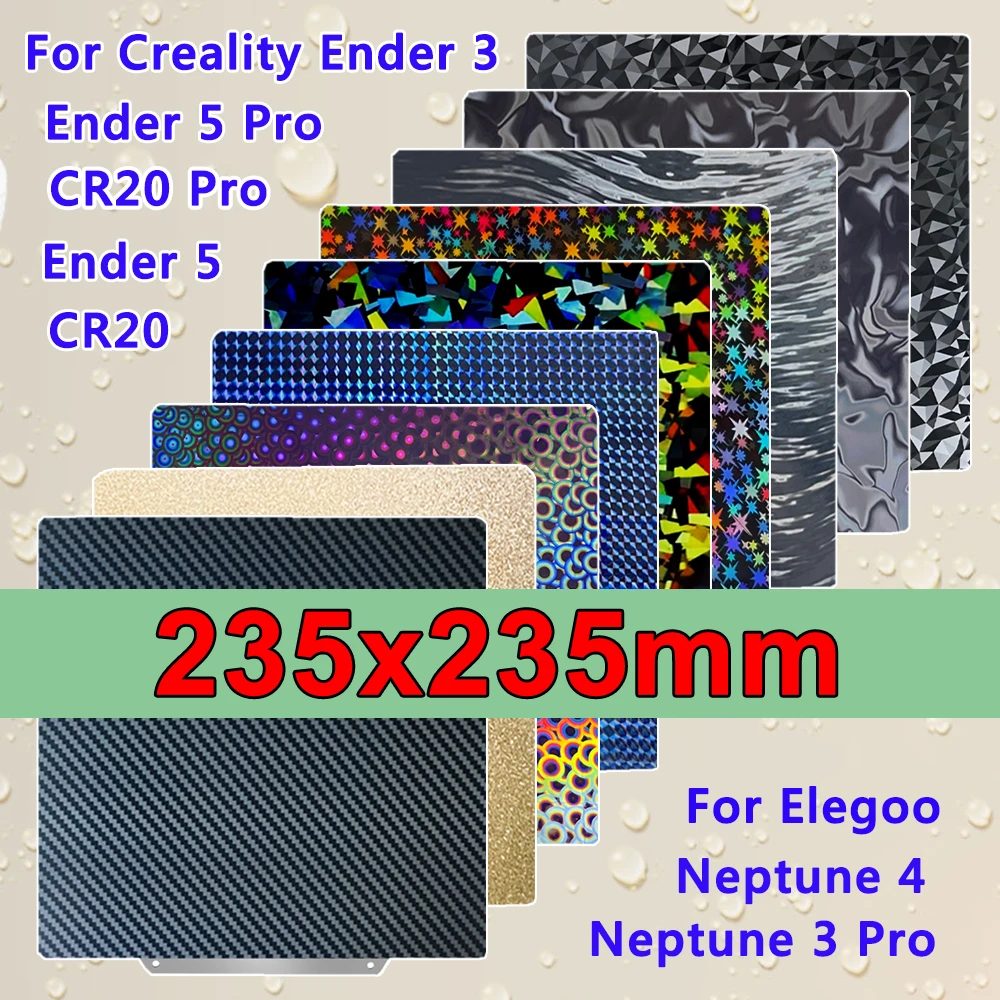 PEI Plate Sheet for Ender 3, Ender 5, CR20 Pro Build Plate Double Sided Spring Steel Sheet for Elegoo Neptune 4, Neptune 3 Pro
PEI Plate Sheet for Ender 3, Ender 5, CR20 Pro Build Plate Double Sided Spring Steel Sheet for Elegoo Neptune 4, Neptune 3 Pro