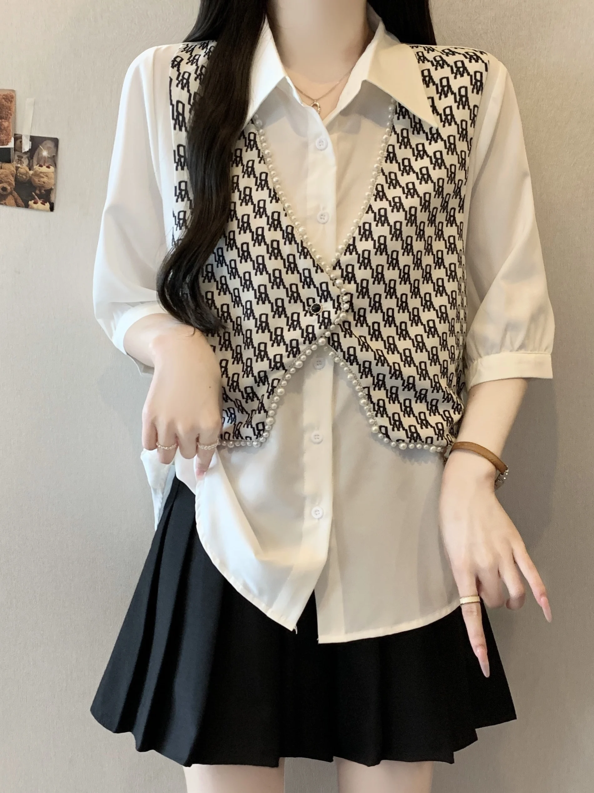 plus Size Summer New Style Fake Two-Piece Vest Casual Loose Fit Slimming Top Women's Fashionable Versatile Belly Covering Shirt
plus Size Summer New Style Fake Two-Piece Vest Casual Loose Fit Slimming Top Women's Fashionable Versatile Belly Covering Shirt