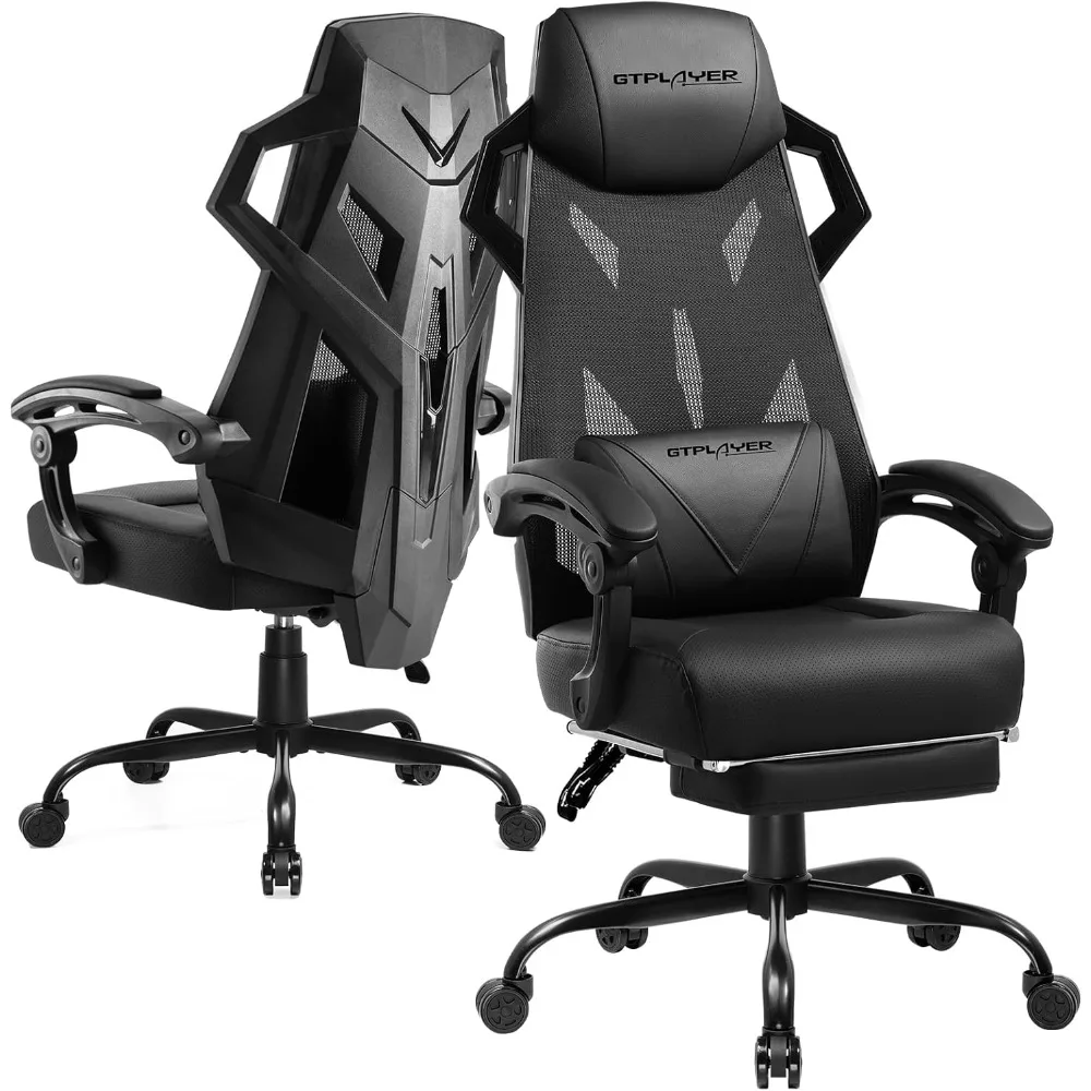 Gaming Chair with Footrest, Reclining Gamer Chair with Adjustable Headrest and Lumbar Support for Gaming and Office (Black)
Gaming Chair with Footrest, Reclining Gamer Chair with Adjustable Headrest and Lumbar Support for Gaming and Office (Black)